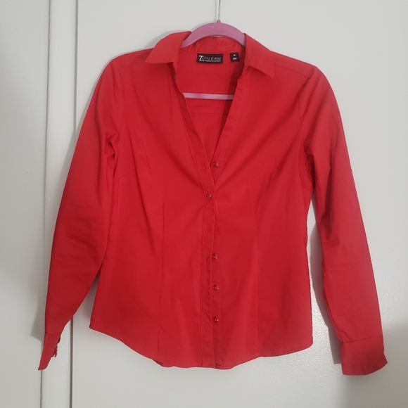 New York & company red button up blouse - Picture 1 of 5